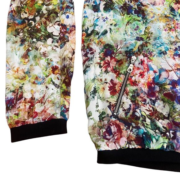 Zara Trafaluc Lightweight Bomber Jacket Size S Small Multicolored Floral Print - Picture 8 of 14